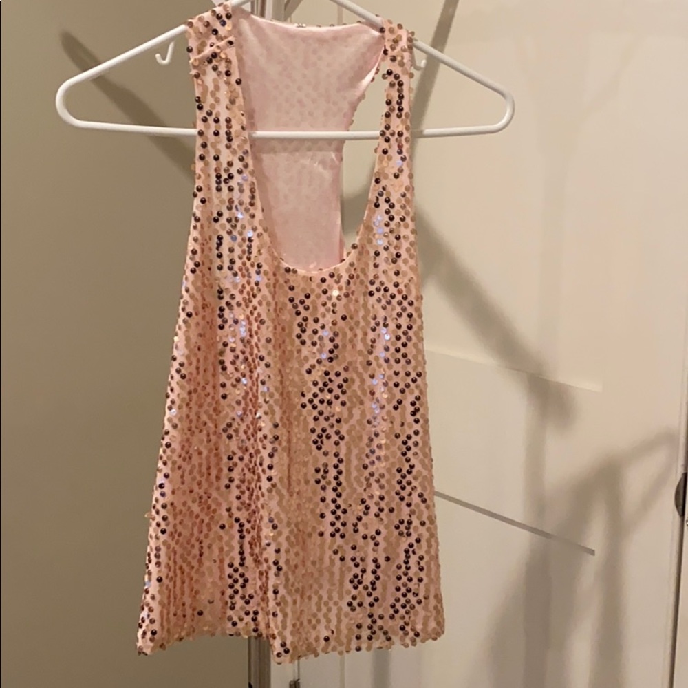 Rose gold sequin tank